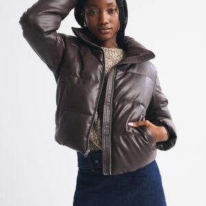 Abercrombie & Fitch Oversized Vegan Leather Diamond Puffer Sz M